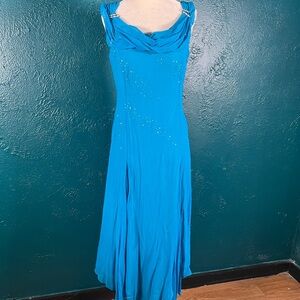 Vintage Y2K laundry brand bright blue handkerchief dress 8 formal